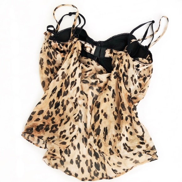 NWOT! 100% Silk Leopard Print Bra Cami Size 36B - Picture 2 of 6
